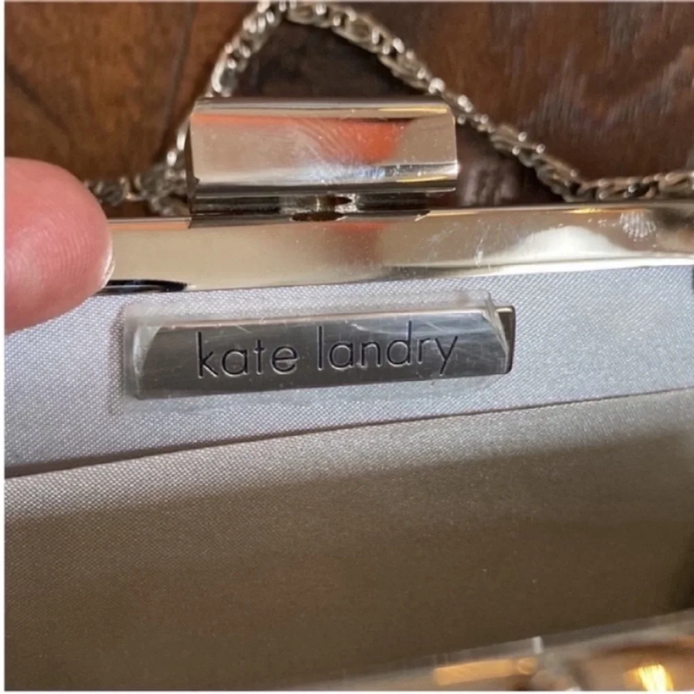 Kate Landry Purse Silver Evening Mini Evening Bag Clutch